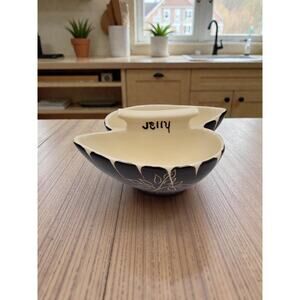 Purinton Intaglio Brown Slipware Jam Jelly Dish Bowl 4 3/4” USA Hand Painted